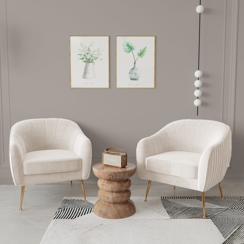 Mercer41 Velvet Accent Barrel Chair With Ottoman & Reviews Wayfair